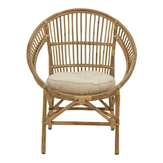 Πολυθρόνα Blore  φυσικό ξύλο με μαξιλάρι 68x48x81εκ