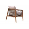 Πολυθρόνα Haribo φυσικό teak ξύλο-μαύρο σχοινί-λευκο μαξιλάρι 80x76x72εκ