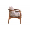 Πολυθρόνα Haribo φυσικό teak ξύλο-μαύρο σχοινί-λευκο μαξιλάρι 80x76x72εκ
