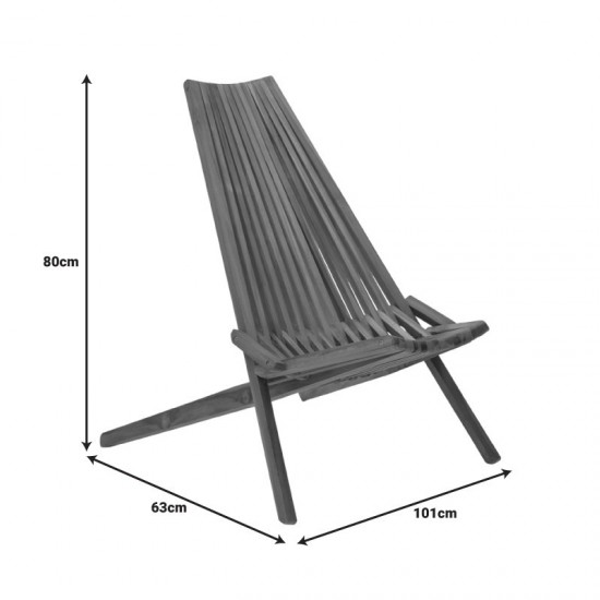 Πολυθρόνα Phoenox πτυσσόμενη φυσικό teak ξύλο 101x63x80εκ