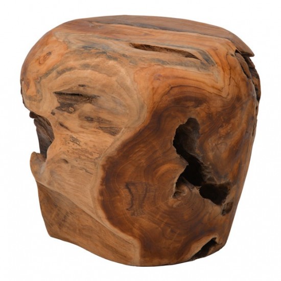 Σκαμπό Bolare teak ξύλο σε φυσική απόχρωση Φ40x35εκ