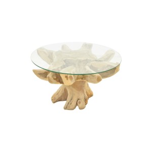 Τραπέζι σαλονιού Benzou Inart teak ξύλο σε φυσική απόχρωση Φ80x45εκ