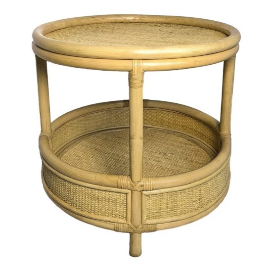 Βοηθητικό τραπέζι Moody pe rattan σε φυσική απόχρωση Φ55x51εκ