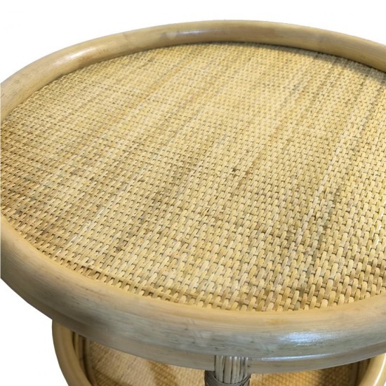 Βοηθητικό τραπέζι Moody pe rattan σε φυσική απόχρωση Φ55x51εκ
