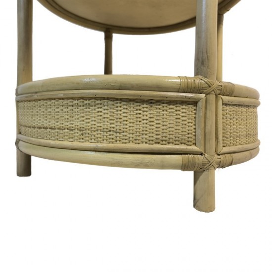 Βοηθητικό τραπέζι Moody pe rattan σε φυσική απόχρωση Φ55x51εκ