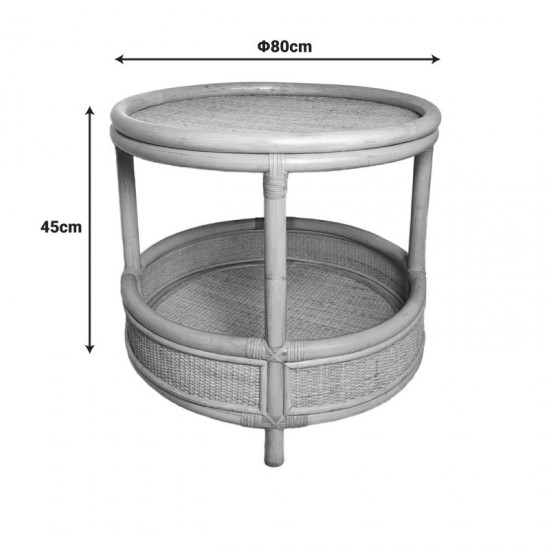 Βοηθητικό τραπέζι Moody pe rattan σε φυσική απόχρωση Φ55x51εκ