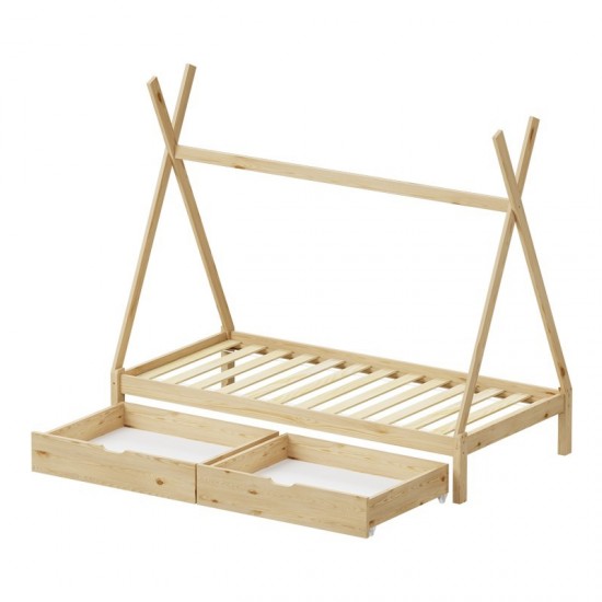 Παιδικό κρεβάτι Lalitto τ.Montessori με 2 συρτάρια τ.Montessori  ξύλο πεύκου σε φυσική απόχρωση 90x190εκ