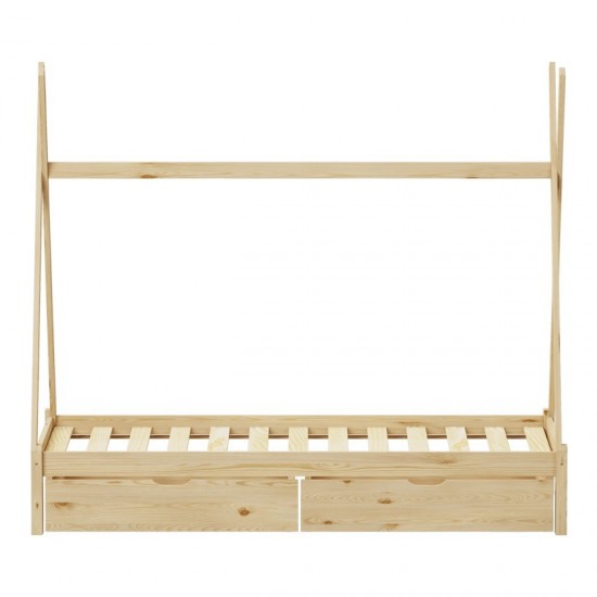 Παιδικό κρεβάτι Lalitto τ.Montessori με 2 συρτάρια τ.Montessori  ξύλο πεύκου σε φυσική απόχρωση 90x190εκ