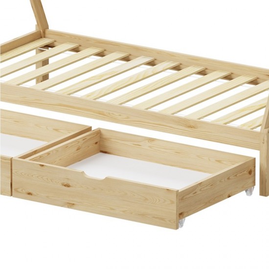 Παιδικό κρεβάτι Lalitto τ.Montessori με 2 συρτάρια τ.Montessori  ξύλο πεύκου σε φυσική απόχρωση 90x190εκ