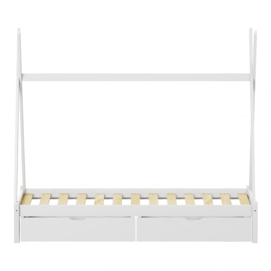 Παιδικό κρεβάτι Lalitto τ.Montessori με 2 συρτάρια ξύλο πεύκου σε λευκή απόχρωση 90x190εκ