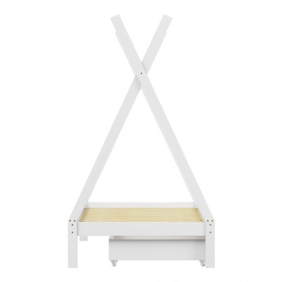 Παιδικό κρεβάτι Lalitto τ.Montessori με 2 συρτάρια ξύλο πεύκου σε λευκή απόχρωση 90x190εκ