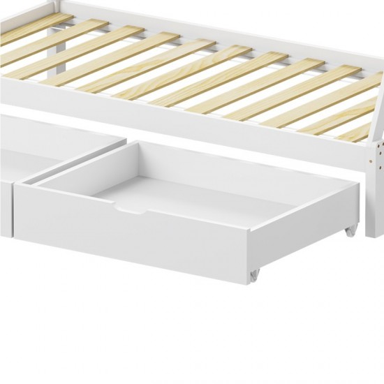 Παιδικό κρεβάτι Lalitto τ.Montessori με 2 συρτάρια ξύλο πεύκου σε λευκή απόχρωση 90x190εκ