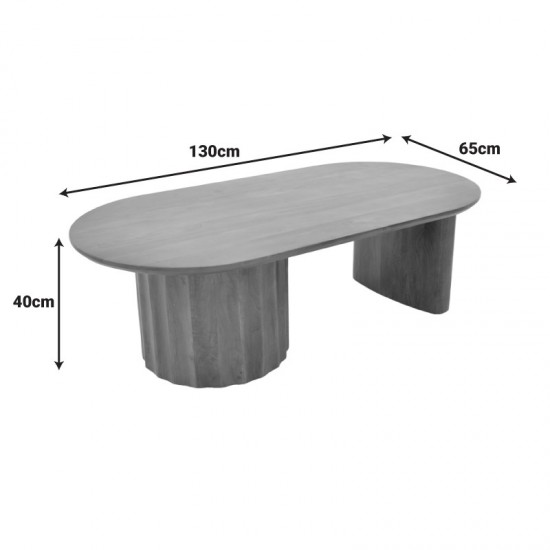 Τραπέζι σαλονιού Flute μασίφ ξύλο μάνγκο καρυδί 130x65x40εκ