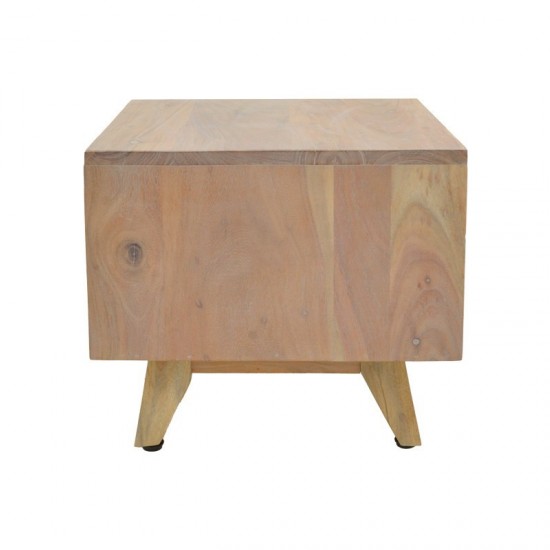 Κομοδίνο Emira μασίφ ακακίας σε φυσική απόχρωση 40x40x35εκ