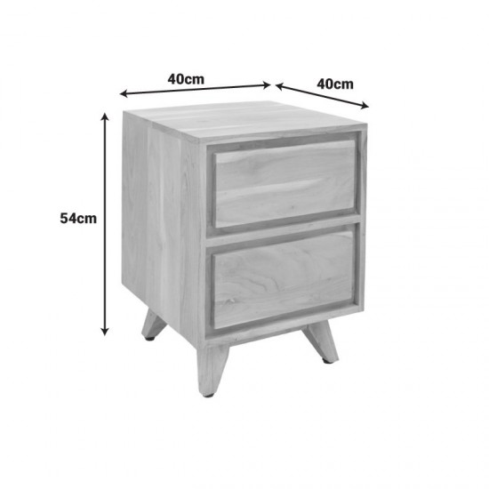 Κομοδίνο Emira μασίφ ακακίας σε φυσική απόχρωση 40x40x54εκ