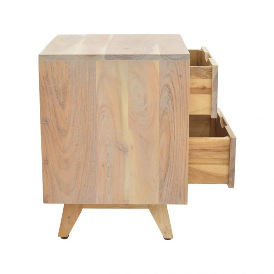 Κομοδίνο Emira μασίφ ακακίας σε φυσική απόχρωση 40x40x54εκ