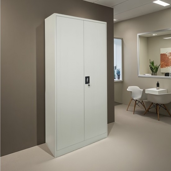 Ντουλάπα Zogi μέταλλο με χώρισμα σε απόχρωση ανοιχτό γκρι 90x45x180εκ