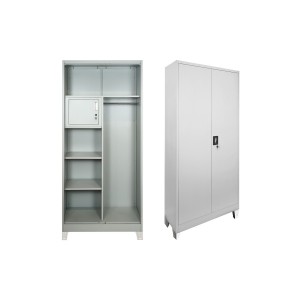 Ντουλάπα Zogi μέταλλο με χώρισμα σε απόχρωση ανοιχτό γκρι 90x45x190εκ