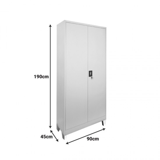 Ντουλάπα Zogi μέταλλο με χώρισμα σε απόχρωση ανοιχτό γκρι 90x45x190εκ