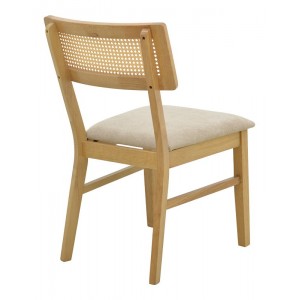 Καρέκλα Raffles pakoworld με pe rattan και γκρι μπεζ ύφασμα 47x48x83.5εκ