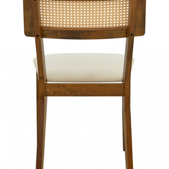 Καρέκλα Raffles καρυδί rubberwood με pe rattan και εκρού ύφασμα 47x48x83.5εκ