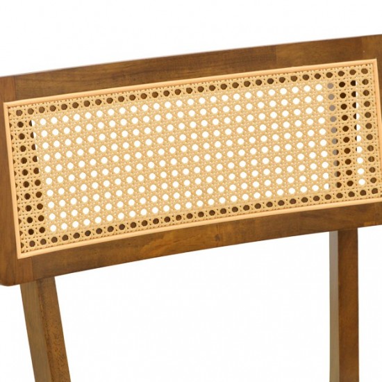 Καρέκλα Raffles καρυδί rubberwood με pe rattan και εκρού ύφασμα 47x48x83.5εκ