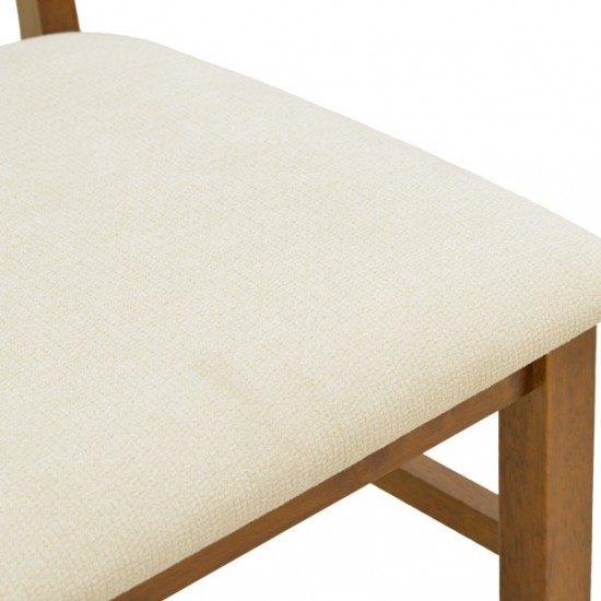 Καρέκλα Raffles καρυδί rubberwood με pe rattan και εκρού ύφασμα 47x48x83.5εκ