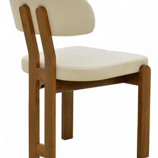 Καρέκλα Genoa καρυδί rubberwood και εκρού ύφασμα 50x43x82εκ Καρέκλα Genoa καρυδί rubberwood και εκρού ύφασμα 50x43x82εκ