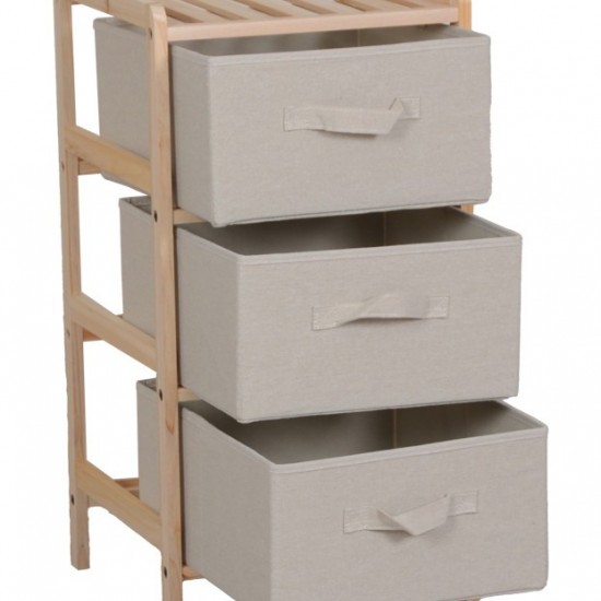 Συρταριέρα Wolen ξύλο ελάτου-ύφασμα σε φυσική-μπεζ απόχρωση 34.5x36.5x67εκ