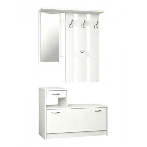 Έπιπλο εισόδου Jentia με καθρέπτη λευκό MDF 100x24x186εκ Έπιπλο εισόδου Jentia με καθρέπτη λευκό MDF 100x24x186εκ