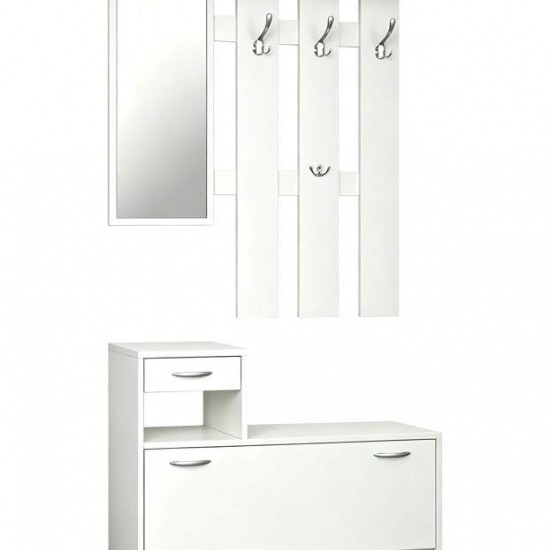 Έπιπλο εισόδου Jentia με καθρέπτη λευκό MDF 100x24x186εκ Έπιπλο εισόδου Jentia με καθρέπτη λευκό MDF 100x24x186εκ
