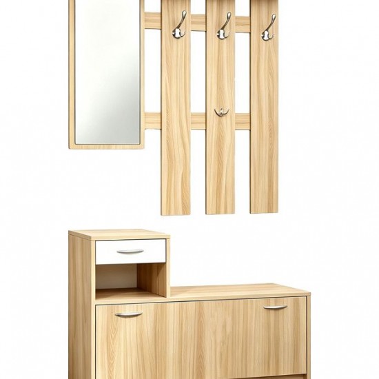 Έπιπλο εισόδου Jentia με καθρέπτη sonoma με λευκό MDF 100x24x186εκ Έπιπλο εισόδου Jentia με καθρέπτη sonoma με λευκό MDF 100x24x186εκ