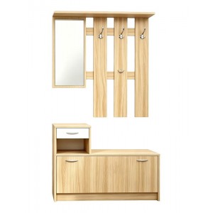 Έπιπλο εισόδου Jentia με καθρέπτη sonoma με λευκό MDF 100x24x186εκ Έπιπλο εισόδου Jentia με καθρέπτη sonoma με λευκό MDF 100x24x186εκ