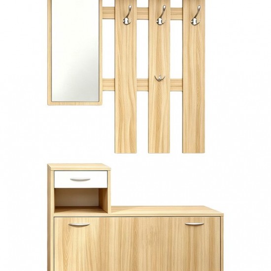 Έπιπλο εισόδου Jentia με καθρέπτη sonoma με λευκό MDF 100x24x186εκ Έπιπλο εισόδου Jentia με καθρέπτη sonoma με λευκό MDF 100x24x186εκ