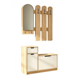 Έπιπλο εισόδου Kenty με καθρέπτη sonoma με λευκό MDF 100x28x110εκ