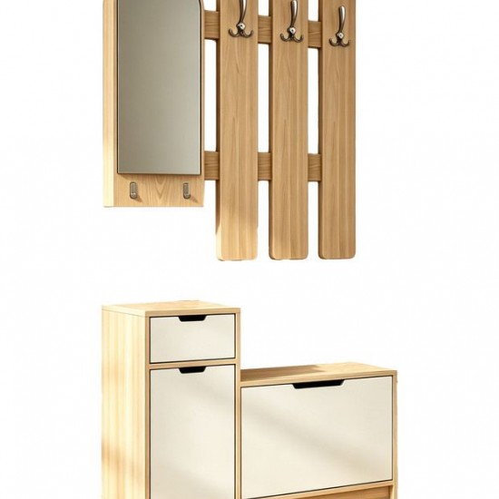 Έπιπλο εισόδου Kenty με καθρέπτη sonoma με λευκό MDF 100x28x110εκ