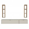 Σύνθεση τηλεόρασης επιτοίχια Edgar χρώμα sandstone - sepet oak 198,4x29,6x148,5εκ.