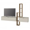 Σύνθεση τηλεόρασης επιτοίχια Edgar χρώμα sandstone - sepet oak 198,4x29,6x148,5εκ.