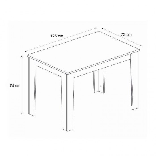 Σετ τραπεζαρία 5τμχ Darlen - Viva  χρώμα sapphire oak - μαύρο/φυσικό πόδι 125x72x74εκ.