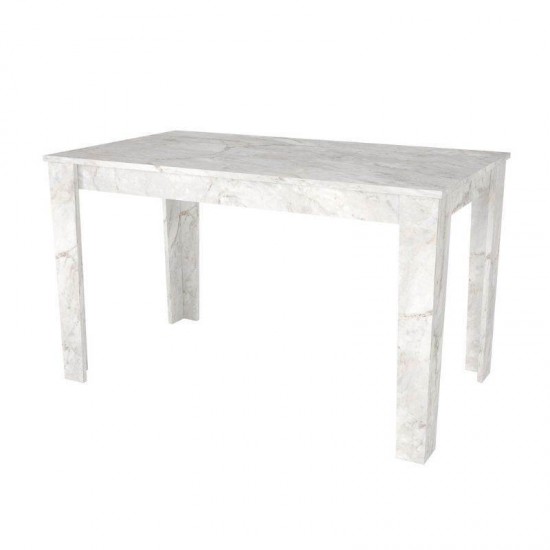 Σετ τραπεζαρία 5τμχ Darlen - Bianca χρώμα λευκό εφέ μαρμάρου - γκρι 125x72x74εκ.