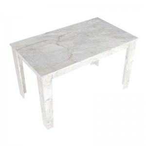 Σετ τραπεζαρία 5τμχ Darlen - Bianca χρώμα λευκό εφέ μαρμάρου - ανοιχτό μπεζ 125x72x74εκ.