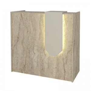 Γραφείο υποδοχής - reception Navita με LED χρώμα travertine - sandstone 113,6x42x111,8εκ.