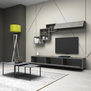 Σύνθεση τηλεόρασης Free  από μελαμίνη χρώμα γκρι - ανθρακί 210x35x38εκ.