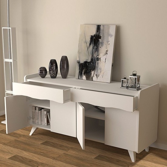 Μπουφές μελαμίνης Sila χρώμα λευκό 140x45x77εκ.