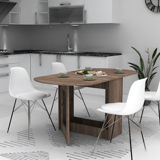 Τραπέζι μελαμίνης Winslet επεκτεινόμενο χρώμα καρυδί 37(80+80)x80x76εκ.