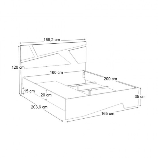 Κρεβάτι Efes χρώμα λευκό 160x200εκ.