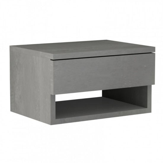 Κομοδίνο επιτοίχιο Mary χρώμα γκρι σκυροδέματος 40x30x23εκ.