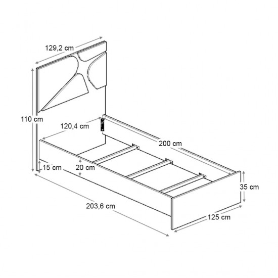 Κρεβάτι Bergamo χρώμα φυσικό οξιάς 120x200εκ.