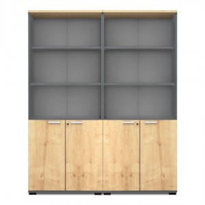 Βιβλιοθήκη γραφείου επαγγελματική Venturo χρώμα ανθρακί - φυσικό οξιάς 160x40x200εκ.