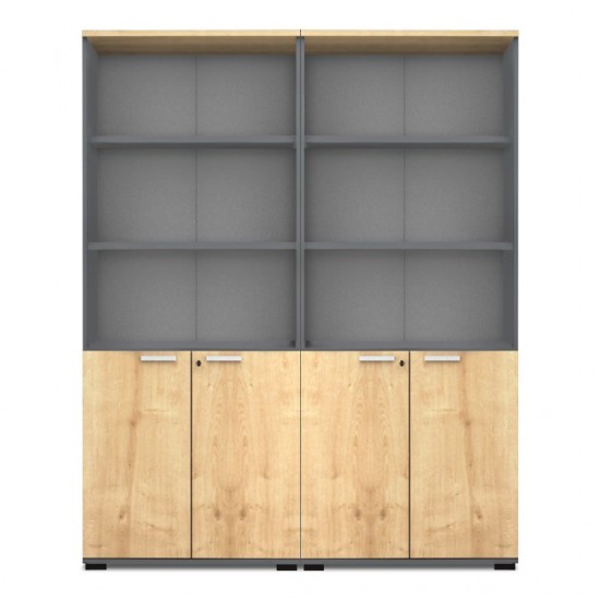 Βιβλιοθήκη γραφείου επαγγελματική Venturo χρώμα ανθρακί - φυσικό οξιάς 160x40x200εκ.